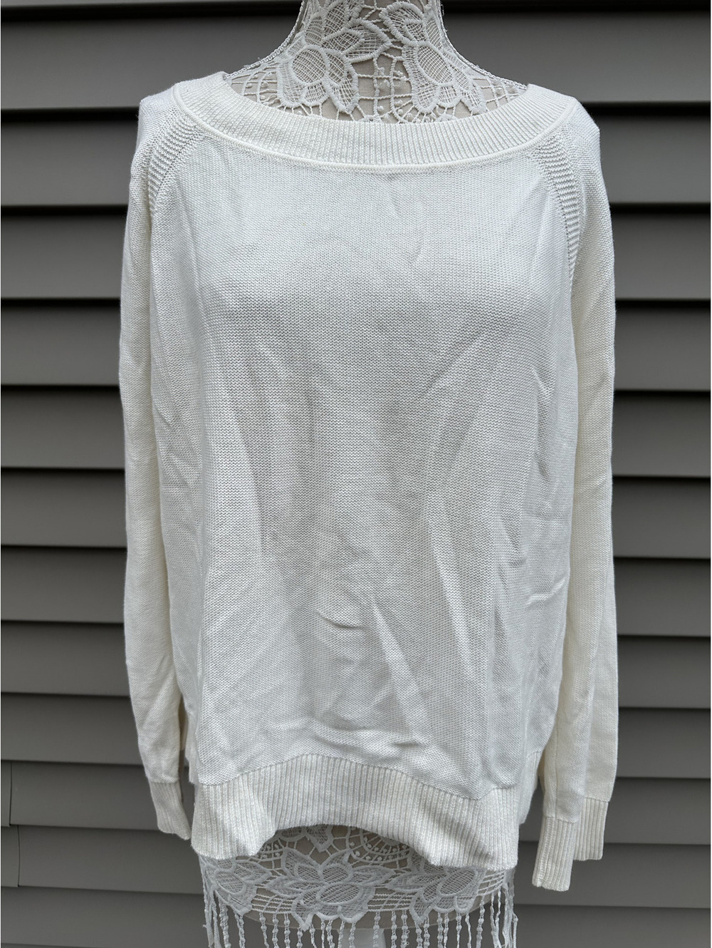 Banana Republic White Sweater Minimalist